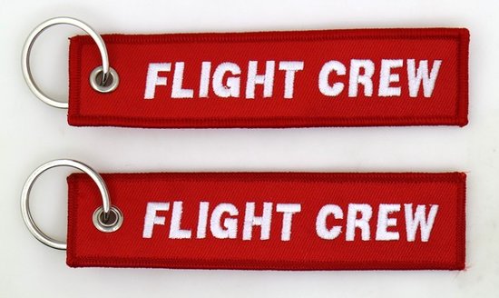 Keyholder with FLIGHT CREW on both sides, red background